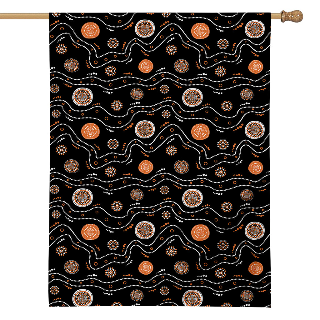 White And Orange Aboriginal Art Print House Flag