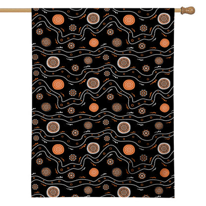 White And Orange Aboriginal Art Print House Flag