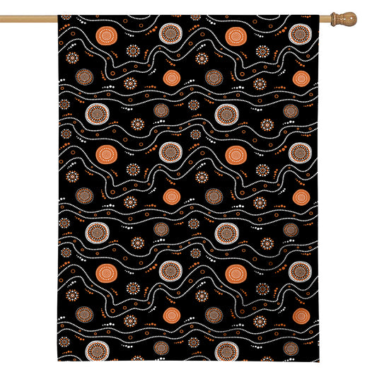 White And Orange Aboriginal Art Print House Flag