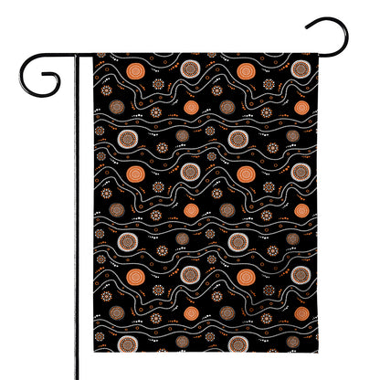 White And Orange Aboriginal Art Print House Flag