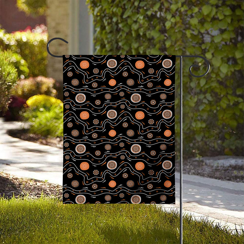 White And Orange Aboriginal Art Print House Flag