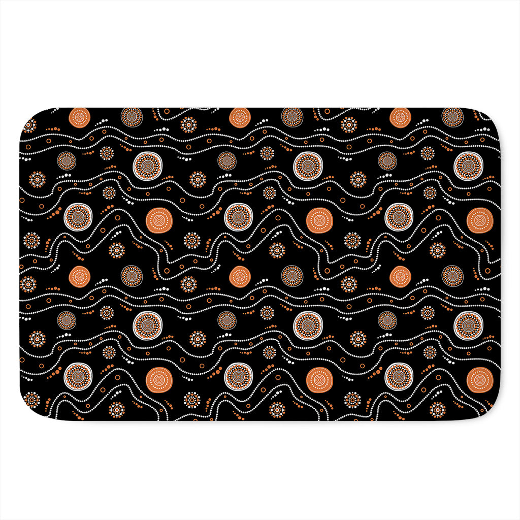 White And Orange Aboriginal Art Print Indoor Door Mat