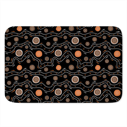 White And Orange Aboriginal Art Print Indoor Door Mat