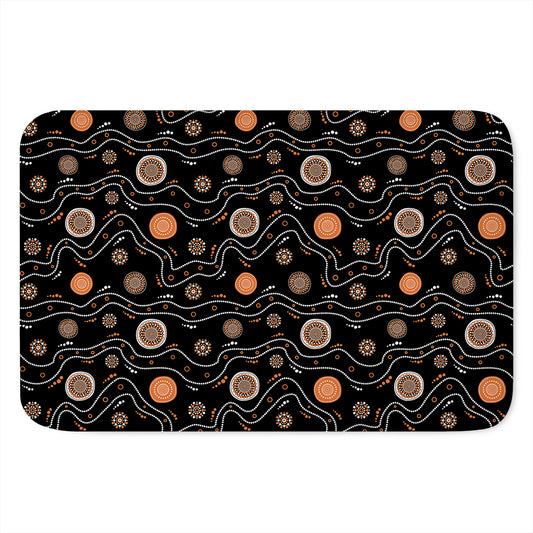 White And Orange Aboriginal Art Print Indoor Door Mat
