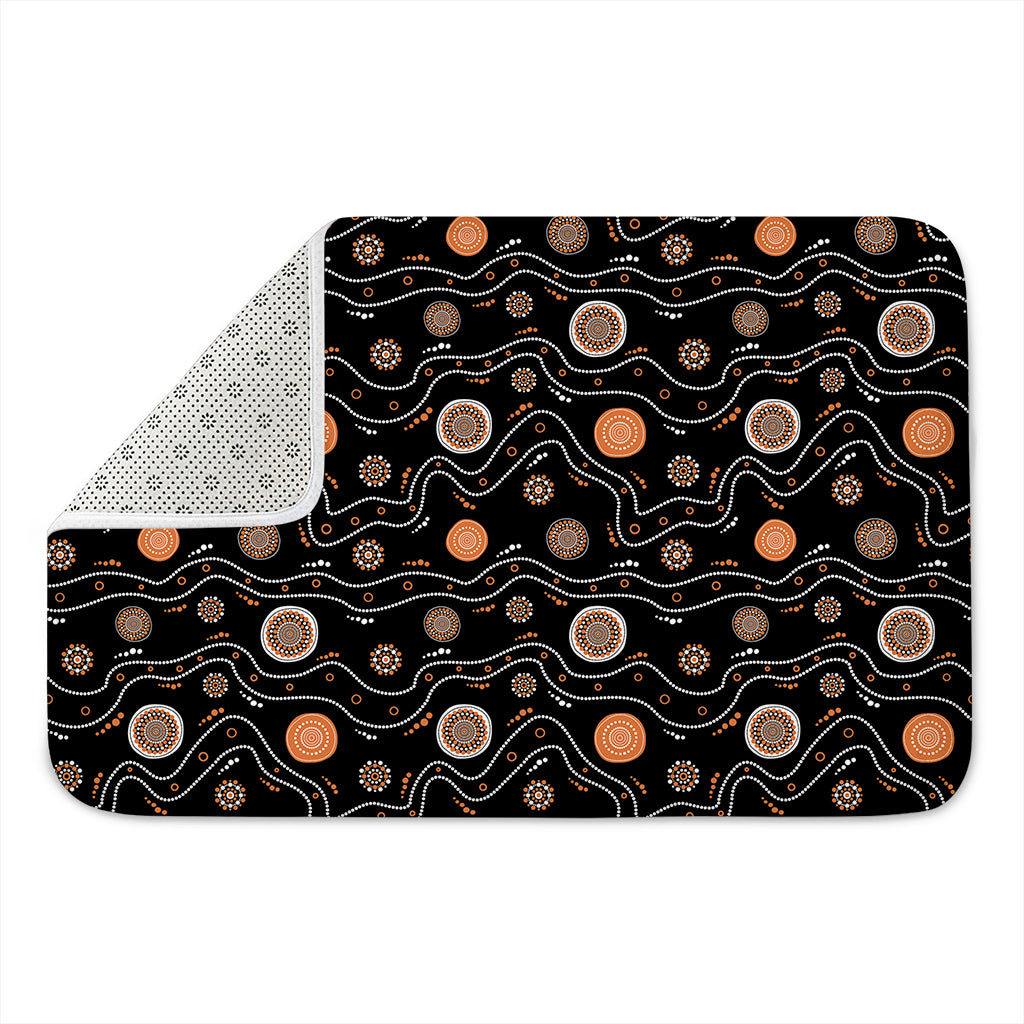 White And Orange Aboriginal Art Print Indoor Door Mat