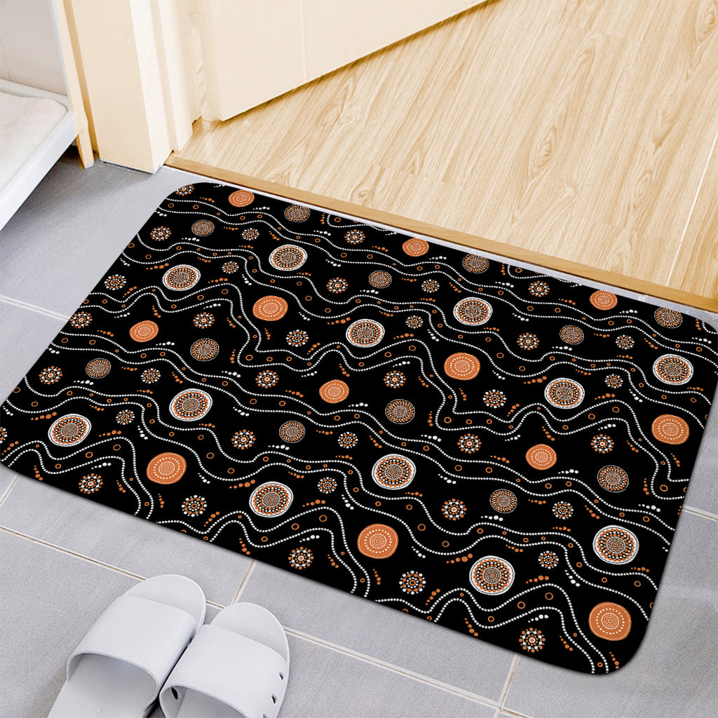 White And Orange Aboriginal Art Print Indoor Door Mat