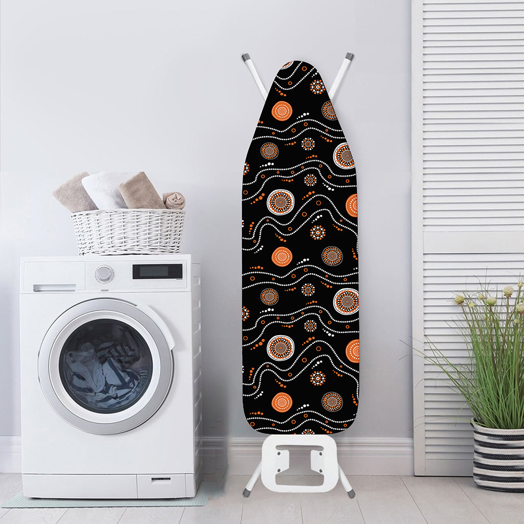 White And Orange Aboriginal Art Print Ironing Board Cover