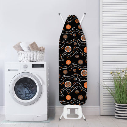 White And Orange Aboriginal Art Print Ironing Board Cover