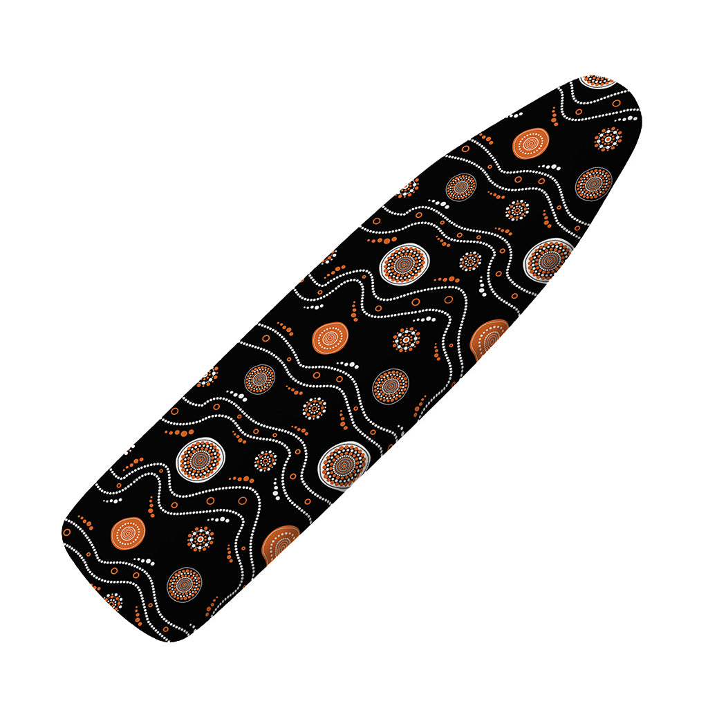 White And Orange Aboriginal Art Print Ironing Board Cover