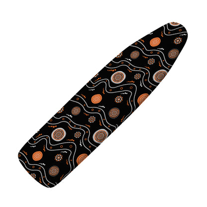 White And Orange Aboriginal Art Print Ironing Board Cover