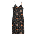 White And Orange Aboriginal Art Print Jersey Midi Cami Dress