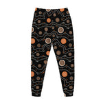 White And Orange Aboriginal Art Print Jogger Pants