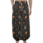 White And Orange Aboriginal Art Print Lantern Pants