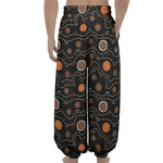 White And Orange Aboriginal Art Print Lantern Pants