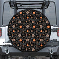 White And Orange Aboriginal Art Print Leather Spare Tire Cover