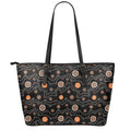 White And Orange Aboriginal Art Print Leather Tote Bag With Zipper