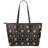 White And Orange Aboriginal Art Print Leather Tote Bag