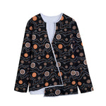 White And Orange Aboriginal Art Print Long Sleeve Short Coat