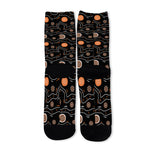White And Orange Aboriginal Art Print Long Socks
