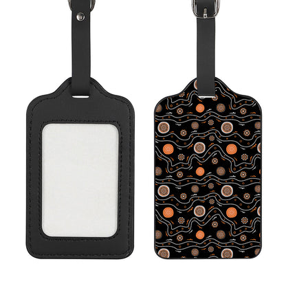 White And Orange Aboriginal Art Print Luggage Tag