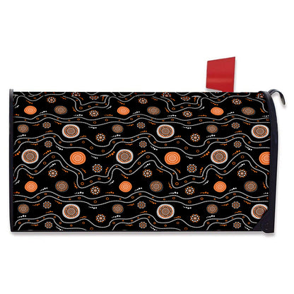 White And Orange Aboriginal Art Print Mailbox Cover