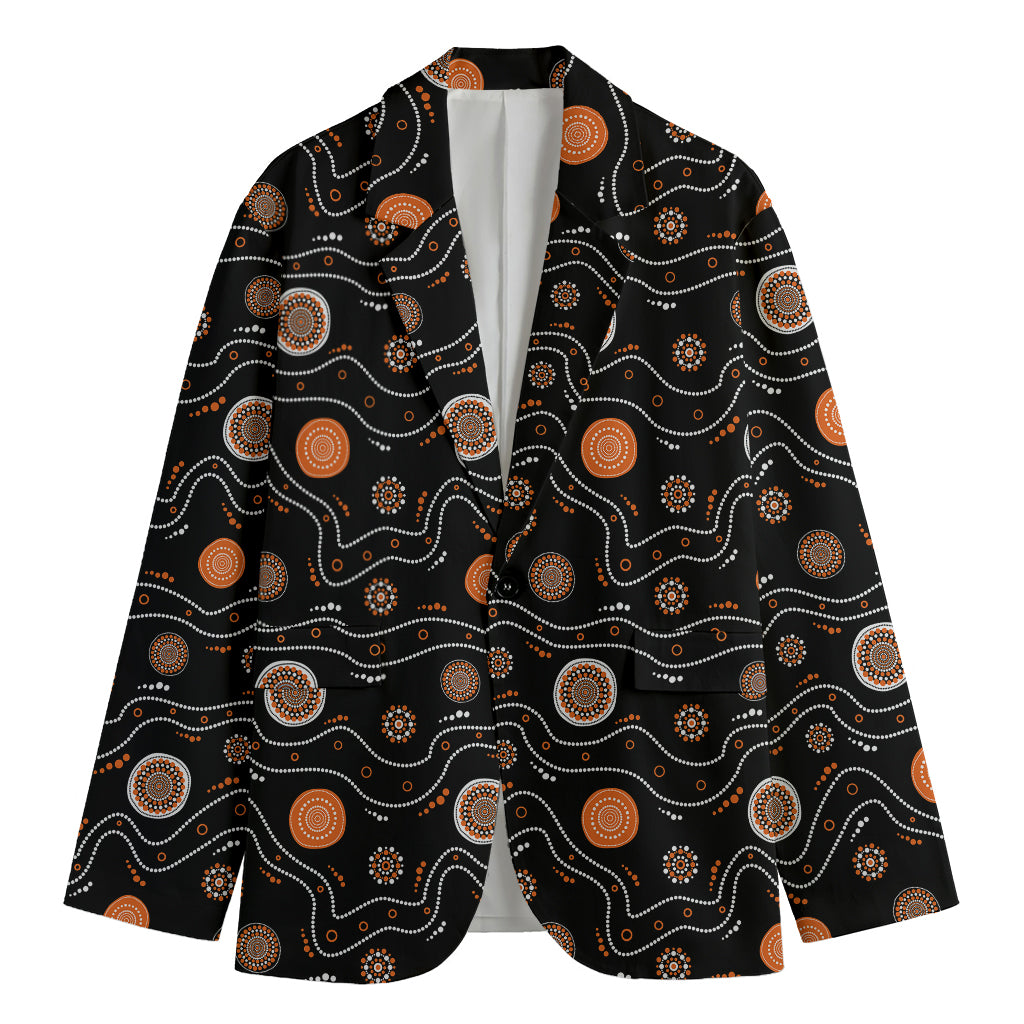 White And Orange Aboriginal Art Print Men's Blazer