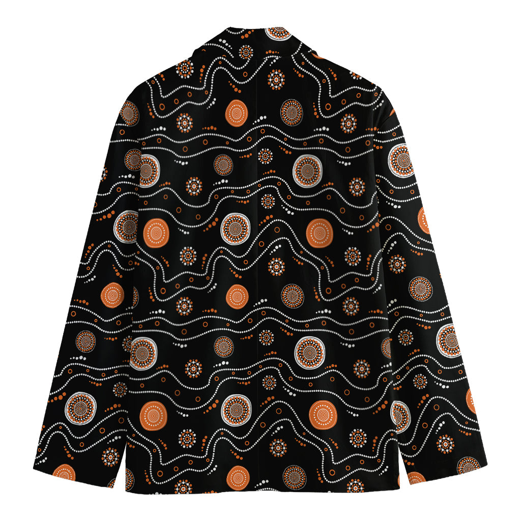 White And Orange Aboriginal Art Print Men's Blazer