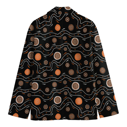 White And Orange Aboriginal Art Print Men's Blazer