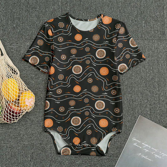 White And Orange Aboriginal Art Print Men's Bodysuit