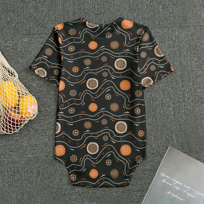 White And Orange Aboriginal Art Print Men's Bodysuit