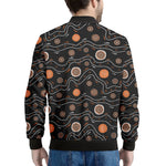 White And Orange Aboriginal Art Print Men's Bomber Jacket