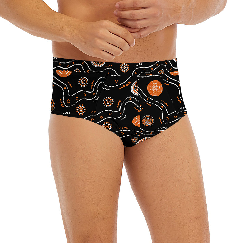 White And Orange Aboriginal Art Print Men's Briefs