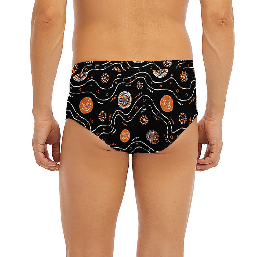 White And Orange Aboriginal Art Print Men's Briefs