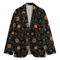 White And Orange Aboriginal Art Print Men's Cotton Blazer