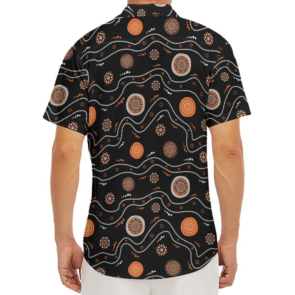 White And Orange Aboriginal Art Print Men's Deep V-Neck Shirt