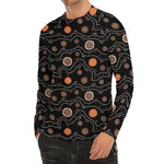 White And Orange Aboriginal Art Print Men's Long Sleeve Rash Guard