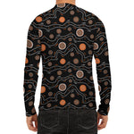 White And Orange Aboriginal Art Print Men's Long Sleeve Rash Guard