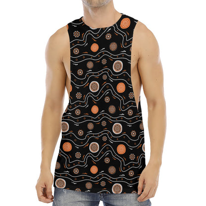 White And Orange Aboriginal Art Print Men's Muscle Tank Top