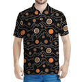 White And Orange Aboriginal Art Print Men's Polo Shirt