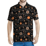 White And Orange Aboriginal Art Print Men's Polo Shirt
