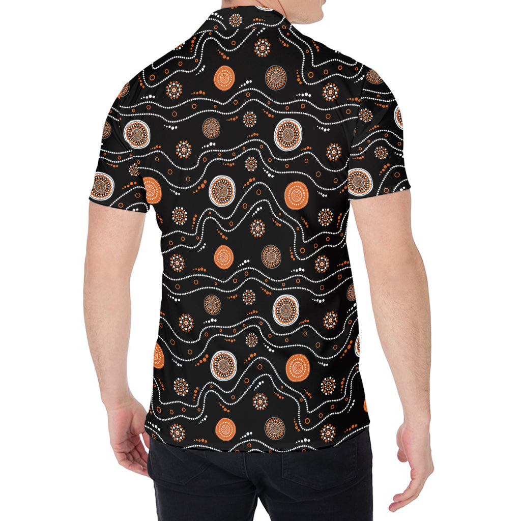 White And Orange Aboriginal Art Print Men's Shirt