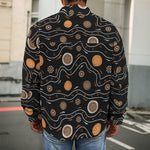 White And Orange Aboriginal Art Print Men's Shirt Jacket