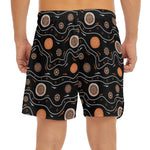 White And Orange Aboriginal Art Print Men's Split Running Shorts
