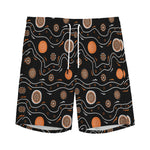 White And Orange Aboriginal Art Print Men's Sports Shorts