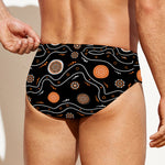 White And Orange Aboriginal Art Print Men's Swim Briefs