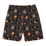 White And Orange Aboriginal Art Print Men's Swim Trunks