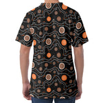 White And Orange Aboriginal Art Print Men's Velvet T-Shirt