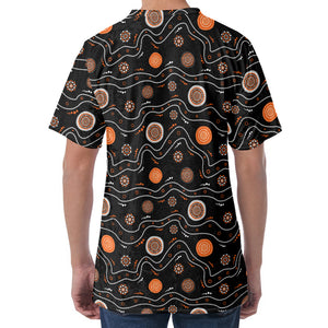 White And Orange Aboriginal Art Print Men's Velvet T-Shirt