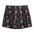 White And Orange Aboriginal Art Print Mesh Shorts