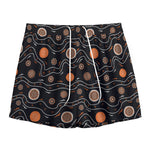 White And Orange Aboriginal Art Print Mesh Shorts